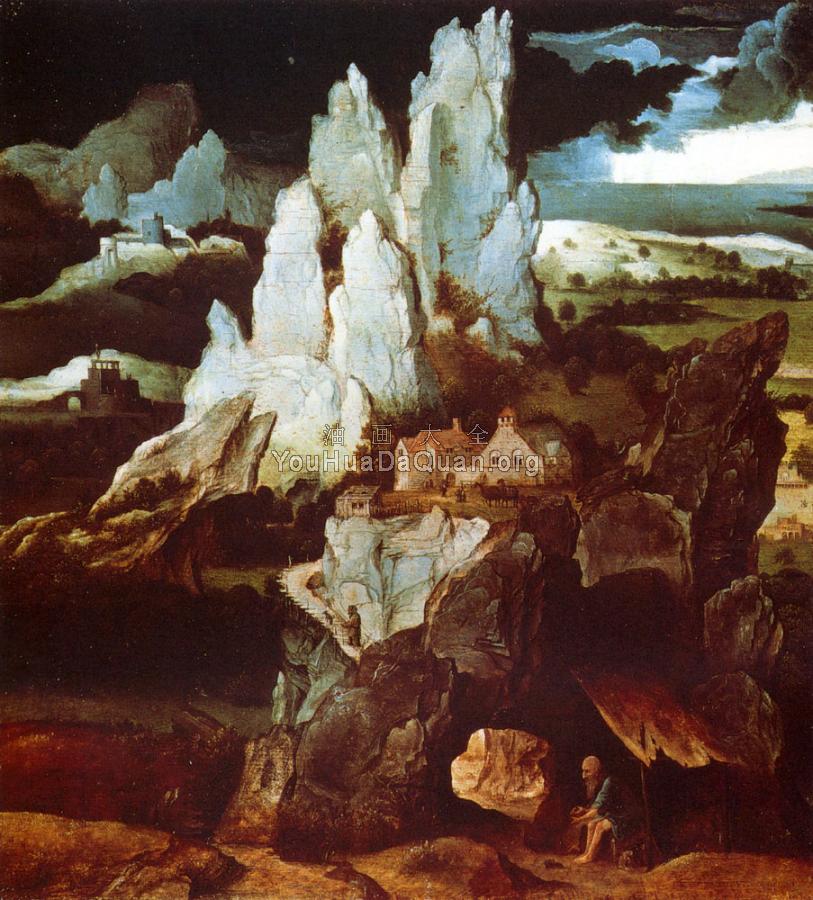 St Jerome In A Rocky Landscape - 乔吉姆·帕蒂尼尔